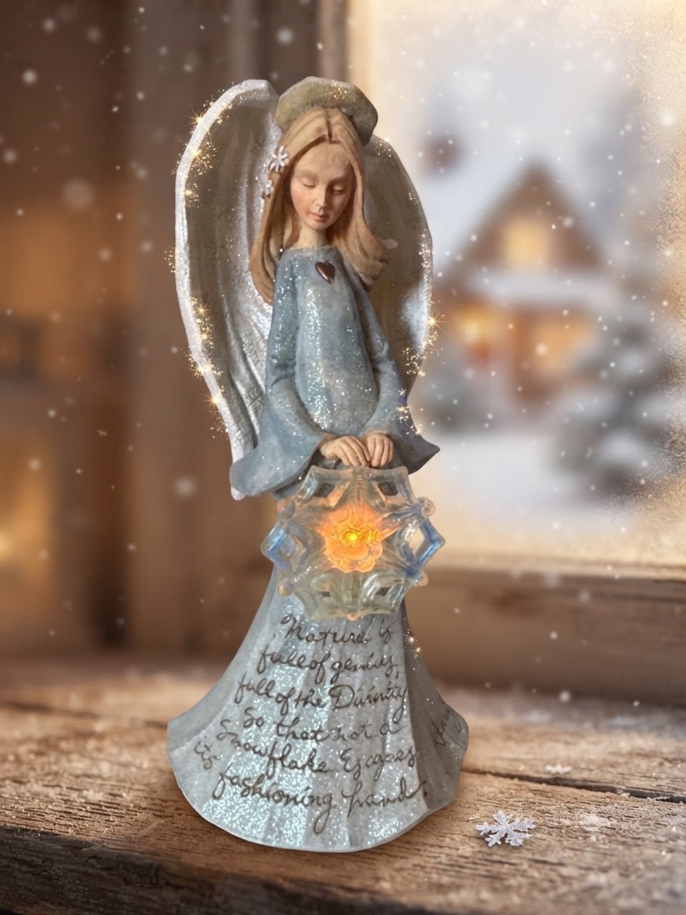 Enesco Foundations Angel With Snowflake Light up Angel Karen Hahn